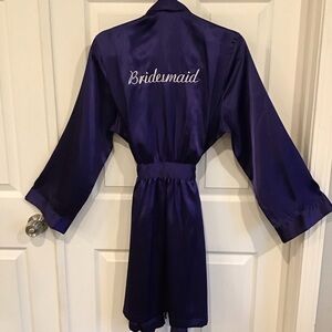 Elegant Purple Bridesmaid Robe and Rhinestone Bridesmaid tank set